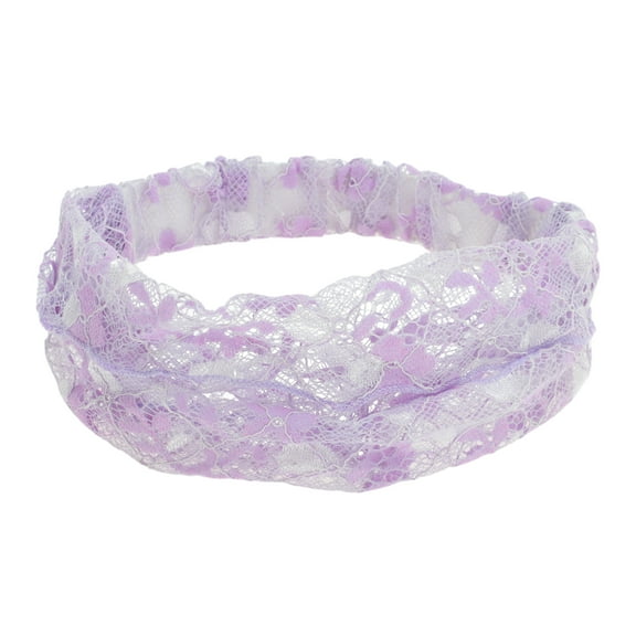 Unique Bargains 1 Pc Headband Floral Lace Wide Hairband for Women Purple