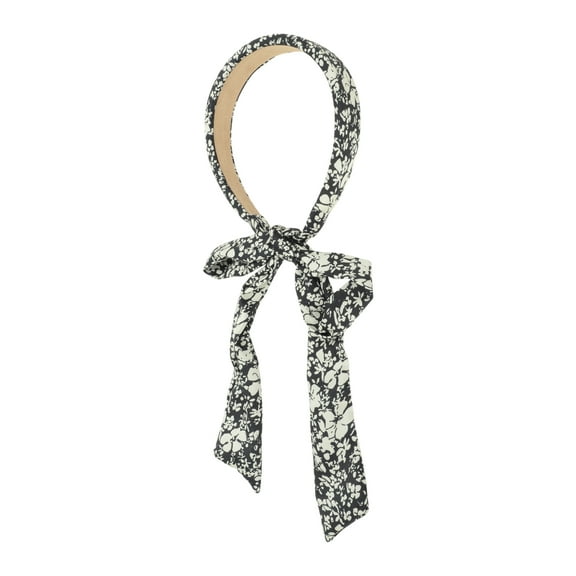 Unique Bargains 1 Pc Headband Floral Ribbon Hair Accessories for Women Black