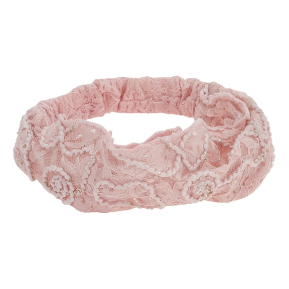 Unique Bargains 1 Pc Headband Floral Thin Lace Wide Hairband for Women Pink