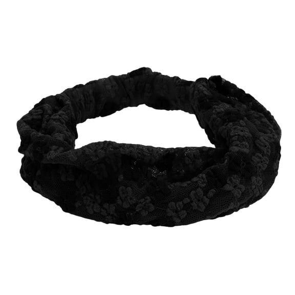 Unique Bargains 1 Pc Headband Flower Double-sided Wide Hairband for Women Black