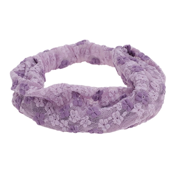 Unique Bargains 1 Pc Headband Flower Double-sided Wide Hairband for Women Purple