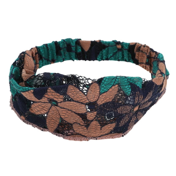 Unique Bargains 1 Pc Headband Flower Lace Wide Hairband for Women Green, Pink