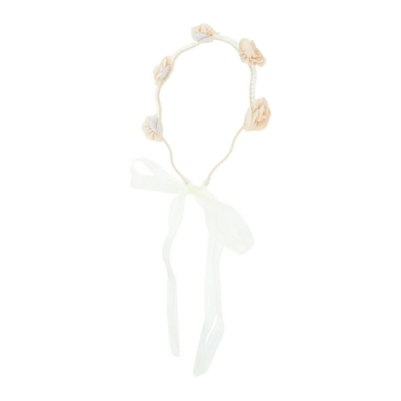 Unique Bargains 1 Pc Headband Flower Ribbon Hair Accessories for Women Beige