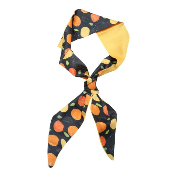 Unique Bargains 1 Pc Headband Fruit Long Ribbon Hairband for Women Black Orange