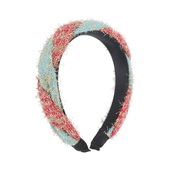 Unique Bargains 1 Pc Headband Gold Thread Cross Hair Accessories for Women Lake Blue Red