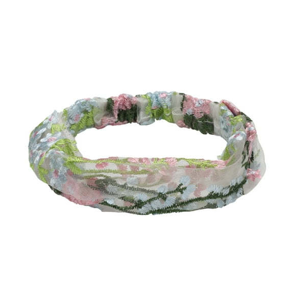 Unique Bargains 1 Pc Headband Grape Flowers Wide Lace Hairband for Women Light Blue