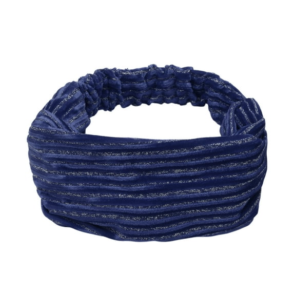 Unique Bargains 1 Pc Headband Horizontal Stripes Wide Fabric Hairband for Women Navy Blue