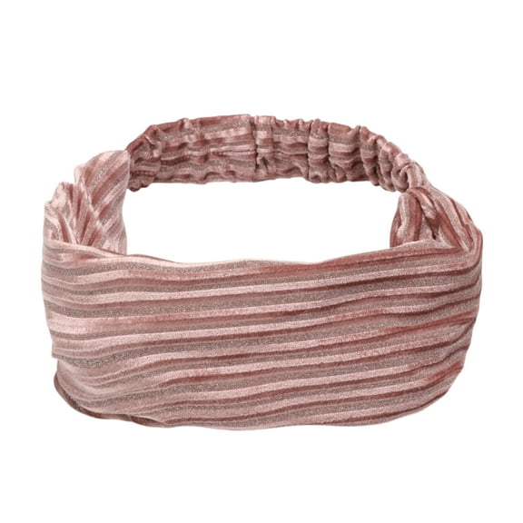 Unique Bargains 1 Pc Headband Horizontal Stripes Wide Fabric Hairband for Women Pink