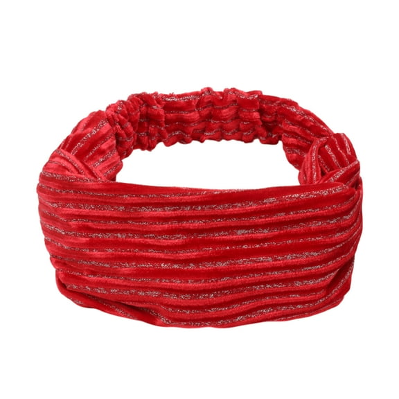 Unique Bargains 1 Pc Headband Horizontal Stripes Wide Fabric Hairband for Women Red