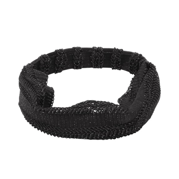 Unique Bargains 1 Pc Headband Knitted Hollow Wide Hairband for Women Black