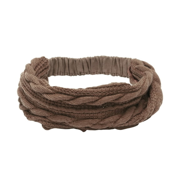 Unique Bargains 1 Pc Headband Knitted Wide Hairband for Women Coffee Color