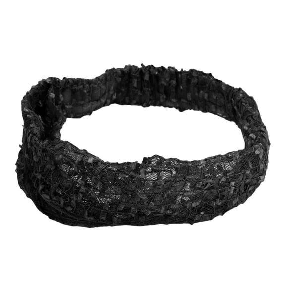 Unique Bargains 1 Pc Headband Lace Wide Webbing Hairband for Women Black
