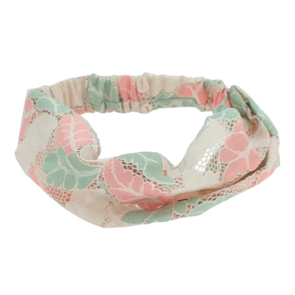 Unique Bargains 1 Pc Headband Leaf Lace Hairband for Women Green, Pink
