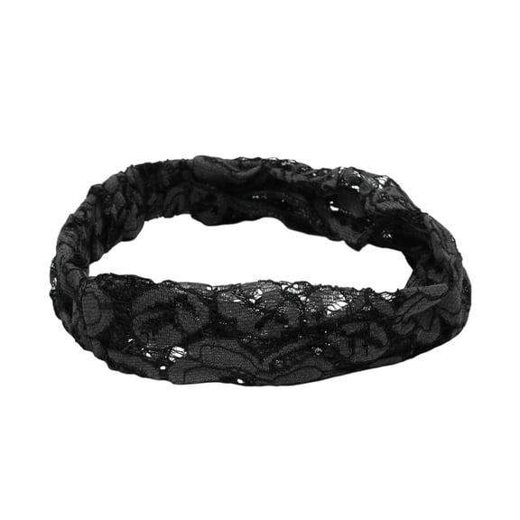 Unique Bargains 1 Pc Headband Lotus Wide Lace Hairband for Women Black