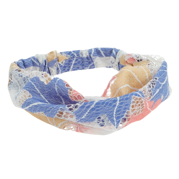 Unique Bargains 1 Pc Headband Maple Leaf Lace Wide Hairband for Women Dark Blue, Apricot, Pink