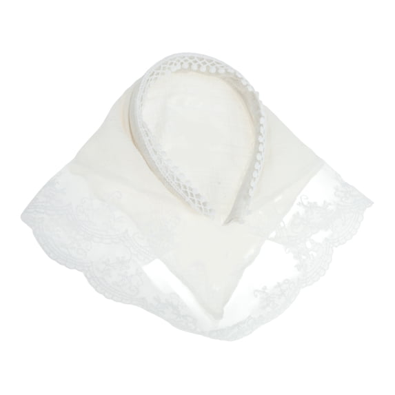 Unique Bargains 1 Pc Headband Plaid Lace Triangle Hair Accessories for Women Beige