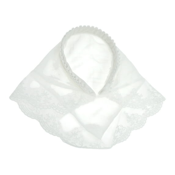 Unique Bargains 1 Pc Headband Plaid Lace Triangle Hair Accessories for Women White