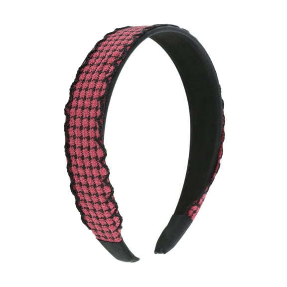 Unique Bargains 1 Pc Headband Plaid Wide Hair Accessories for Women Red