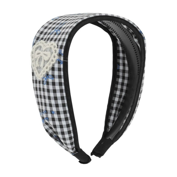 Unique Bargains 1 Pc Headband Plaid with Bow Hair Accessories Black