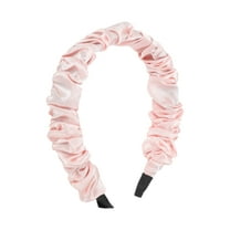 Unique Bargains 1 Pc Headband Pleats Satin Hair Accessories for Women Beige Pink