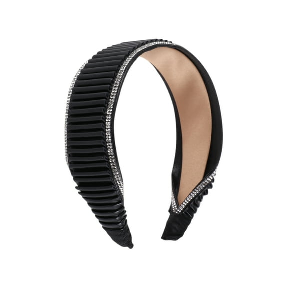 Unique Bargains 1 Pc Headband Pleats Wide-brimmed Hair Accessories for Women Black
