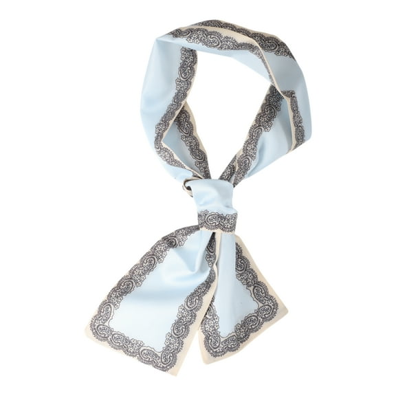 Unique Bargains 1 Pc Headband Print Satin Hairband for Women Blue Gray