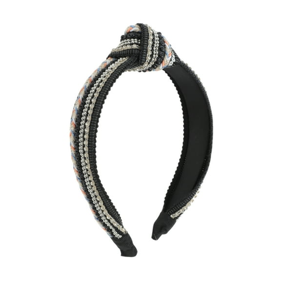 Unique Bargains 1 Pc Headband Rhinestone Sequins Hair Accessories for Women Black