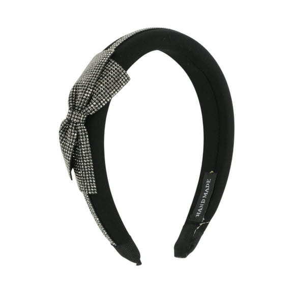 Unique Bargains 1 Pc Headband Rhinestone Tie Hair Accessories for Women Black White