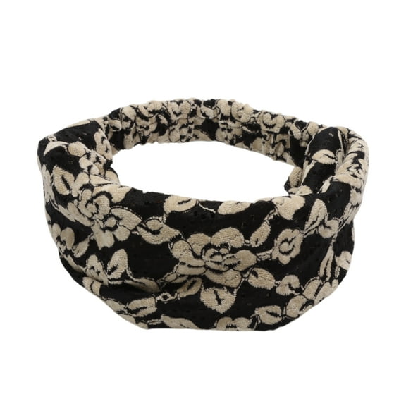 Unique Bargains 1 Pc Headband Rose Wide Fabric Hairband for Women Black