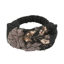 Unique Bargains 1 Pc Headband Rose Wide Hairband for Women Black Gold Tone