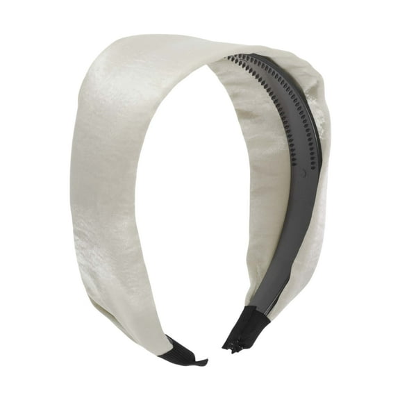 Unique Bargains 1 Pc Headband Satin Solid Color Wide Hair Accessories Beige