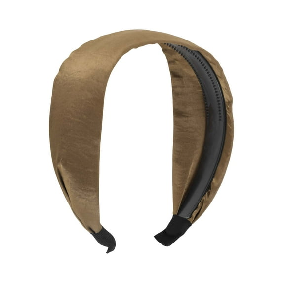 Unique Bargains 1 Pc Headband Satin Solid Color Wide Hair Accessories Coffee Color