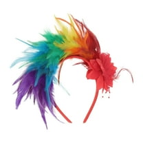 Unique Bargains 1 Pc Headband Six Colors Feathers Hair Accessories for Women Red Orange