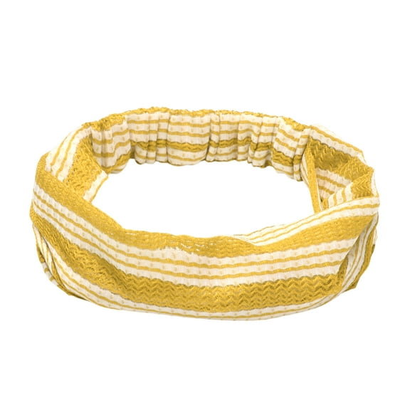 Unique Bargains 1 Pc Headband Stripes Wide Fabric Hairband for Women Yellow