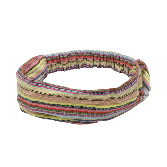 Unique Bargains 1 Pc Headband Stripes Wide Hairband for Women Yellow