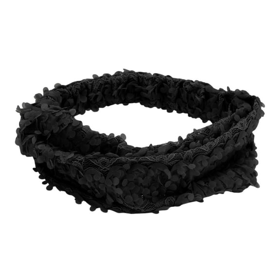 Unique Bargains 1 Pc Headband Three-dimensional Flower Lace Wide Hairband for Women Black