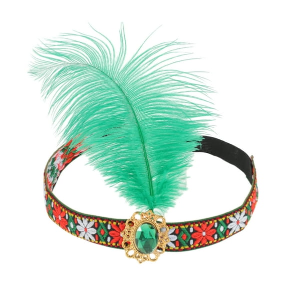Unique Bargains 1 Pc Headband Tribal Style Feather Hairband for Women Green