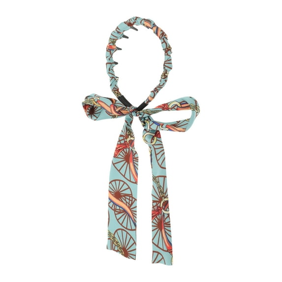 Unique Bargains 1 Pc Headband Vintage Ribbon Hair Accessories for Women Blue