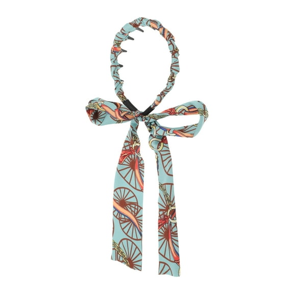 Unique Bargains 1 Pc Headband Vintage Ribbon Hair Accessories for Women Blue