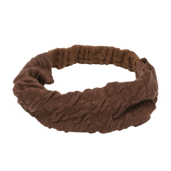Unique Bargains 1 Pc Headband Wide Elastic Texture Hairband for Women Coffee Color