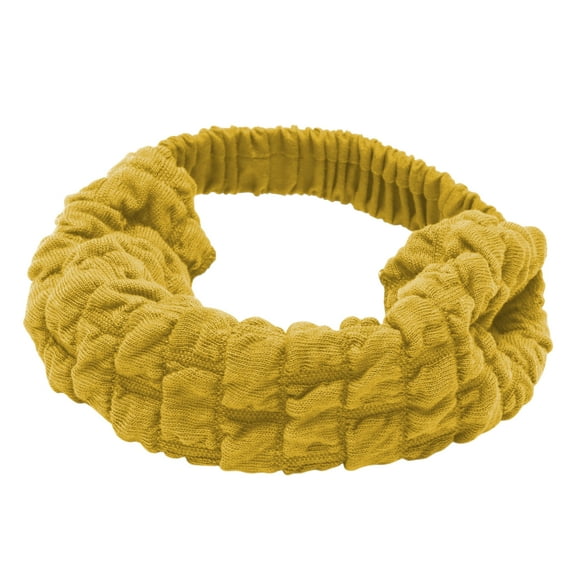 Unique Bargains 1 Pc Headband Wide Elastic Texture Hairband for Women Yellow