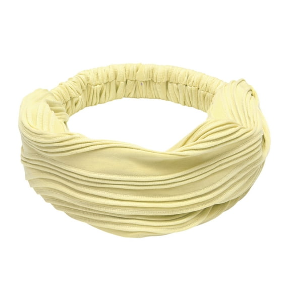 Unique Bargains 1 Pc Headband Wide Solid Texture Hairband for Women Yellow