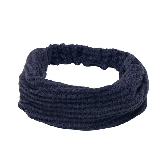 Unique Bargains 1 Pc Headband Wide Solid Textured Hairband for Women Navy Blue