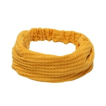 Unique Bargains 1 Pc Headband Wide Solid Textured Hairband for Women Yellow