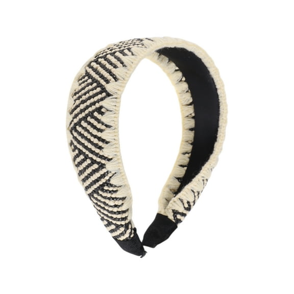 Unique Bargains 1 Pc Headband Yarn-edge Hair Accessories for Women Beige Black