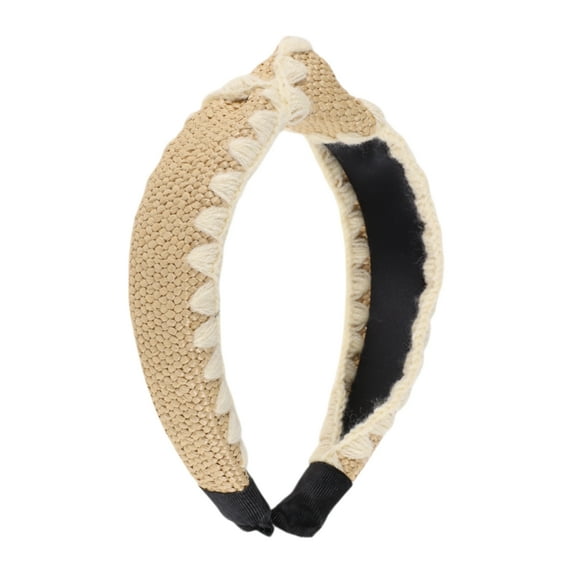 Unique Bargains 1 Pc Headband Yarn-edge Knotted Hair Accessories for Women Cream Color