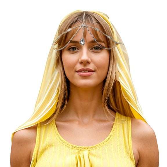 Unique Bargains 1 Pc Headpiece Bohemia Rhinestone Head Chain Silver Tone