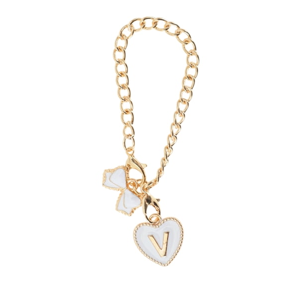 Unique Bargains 1 Pc Heart Bow Letter V Water Cup Pendant for Travelling White Alloy