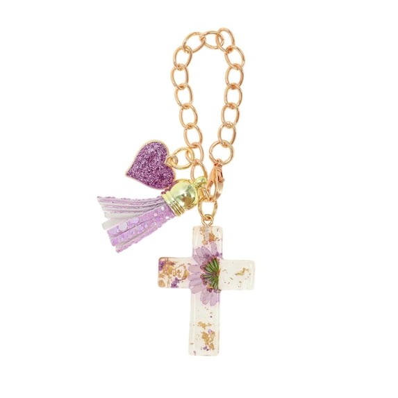 Unique Bargains 1 Pc Heart Cross Water Cup Pendant Purple Metal Resin