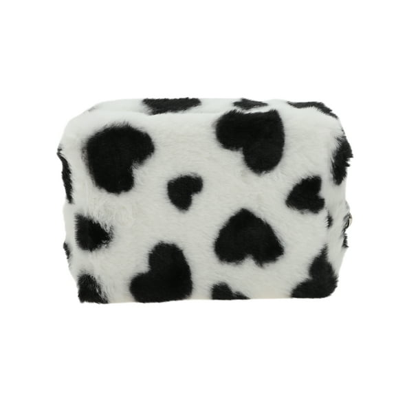 Unique Bargains 1 Pc Heart Drawstring Makeup Bag for Vacation Business Travel Plush Black